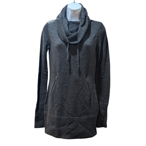 Dakini Tops - Dakini Charcoal Gray Cowl‎ Neck Zip Pocket Tunic Sweater Womens XS Wool Blend